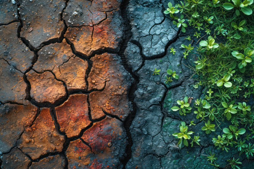 Earth displays diverse weathers featuring dry terrain and lush green grass