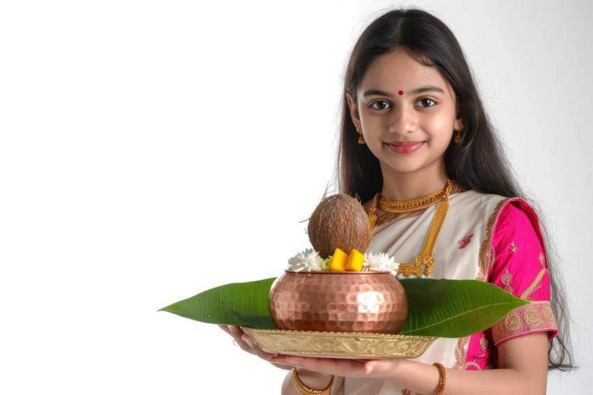 Festival decoration with haldi kumkum flowers and leaves for worship creating a vibrant atmosphere with copy space