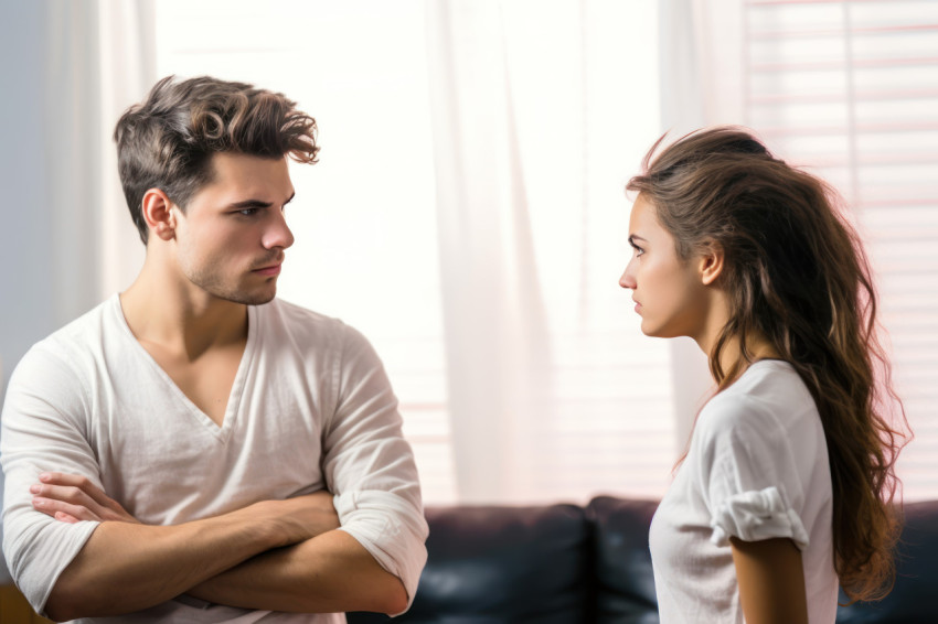 Upset girlfriend forgiving boyfriend emotional relationship