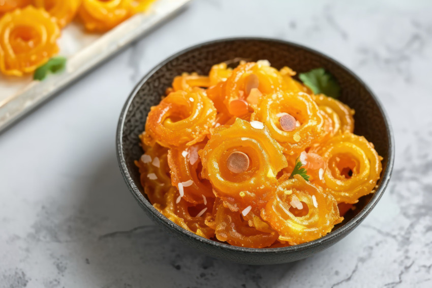 A famous indian sweet food jalebi in white background
