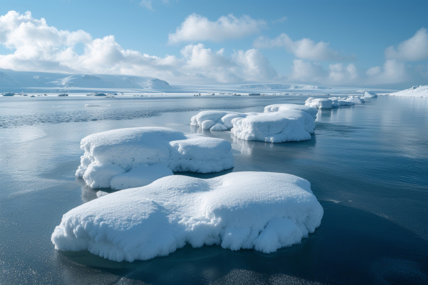 Icebergs float in frigid waters a stunning display of nature frozen beauty