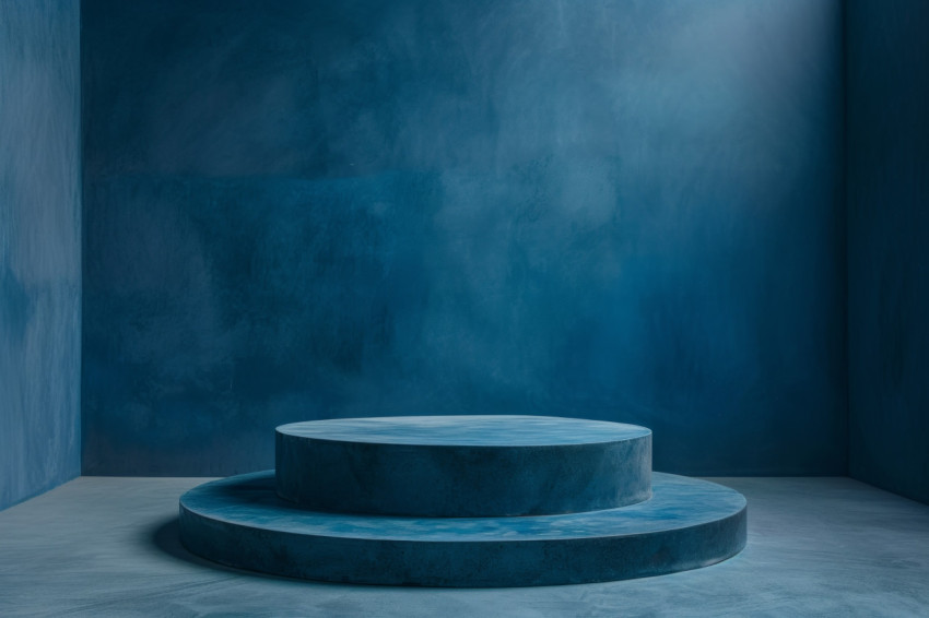 Round blue platform standing on a rimless
