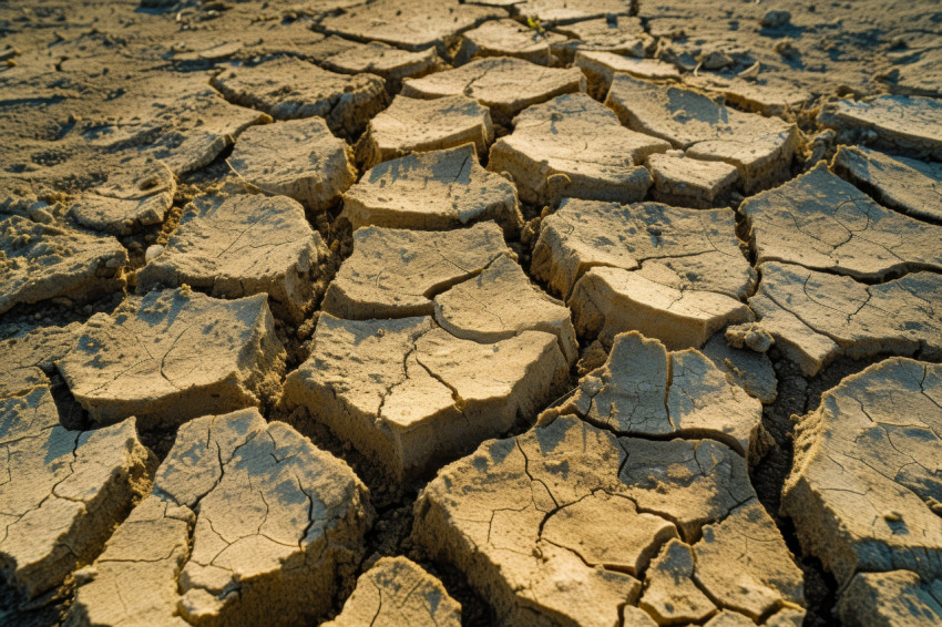 Barren land exhibiting deep cracks portraying the severe effects of drought on the environment