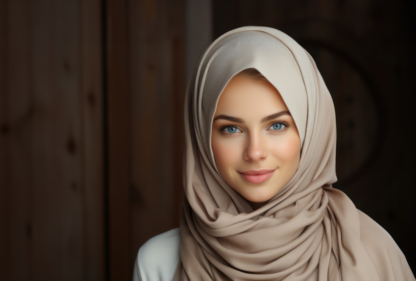 Headshot of a muslim woman in hijabs beaming with a beautiful smile