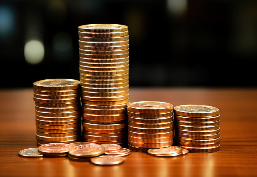 A tall stack of euro coins symbolizing prosperity and financial abundance in a visually impactful arrangement