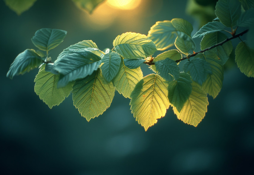 The sun rays peek through the lush leaves