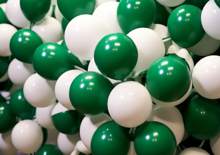 small green white balloons