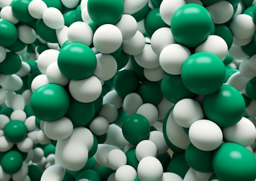 Small Green and White Balloons Floating in the Air