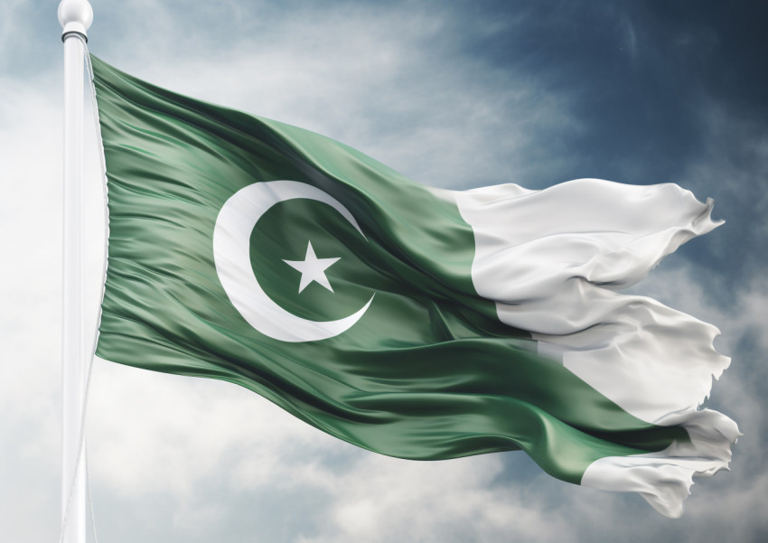 a pakistan flag waving in the wind