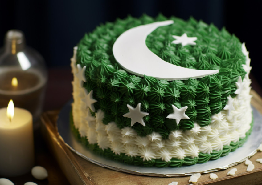 Pakistan Flag Cake in Green and White