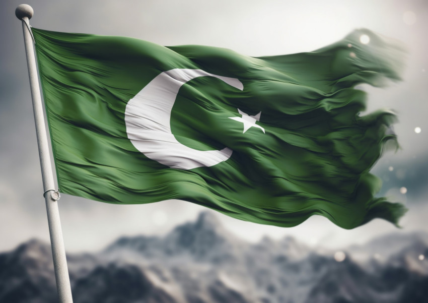 pakistan national flag held in the wind