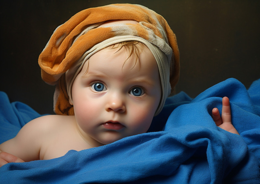 baby with blue towel