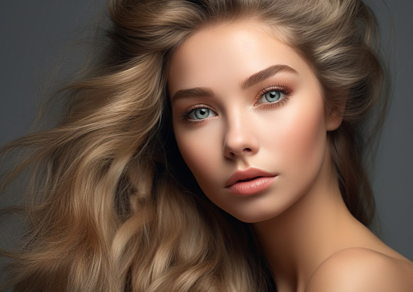 healthy hair woman beautiful hairstyle beauty makeup closeup fac