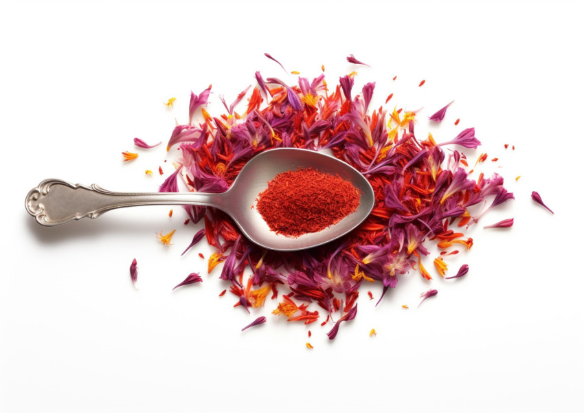 Red Saffron Flowers on a Spoon