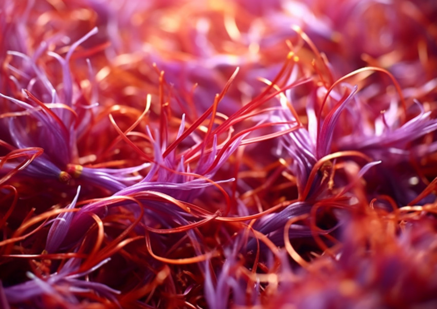 Saffron Spice in a Mortar and Pestle