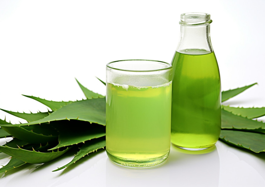 Fresh Aloe Vera Juice with Leaves Fresh Aloe Vera Juice with Leaves