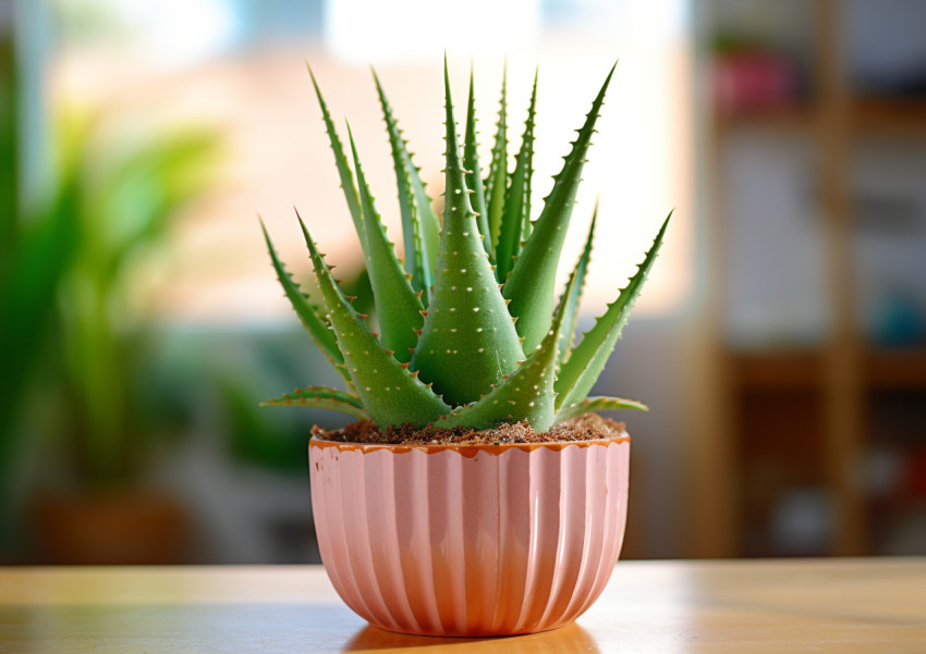 aloe vera plant in a pot on the table aloe vera plant in a pot on the table