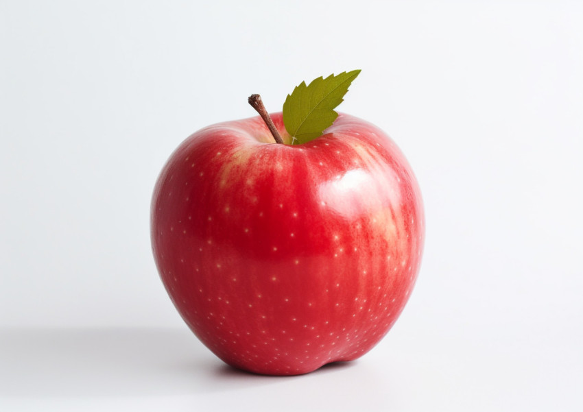 an apple is placed on a white background