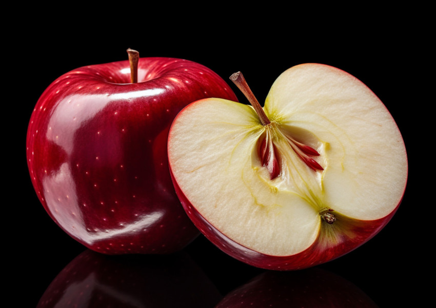 Fresh Red Apple Cut in Half