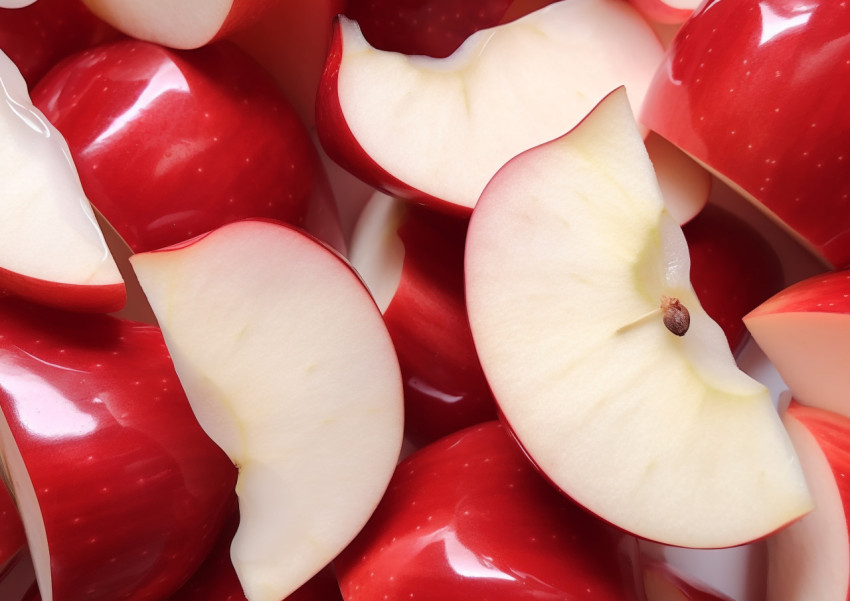 a close up of some apple pieces