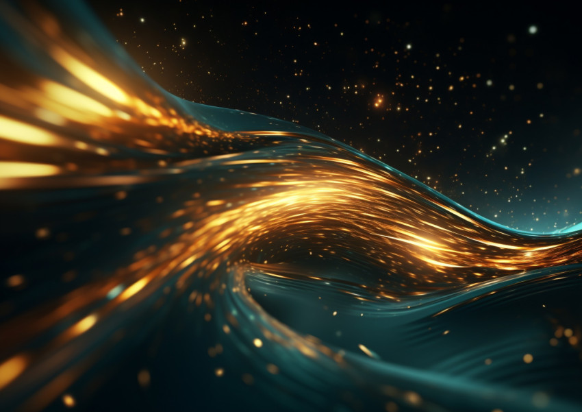 abstract wave movement with abstracts of light and stars