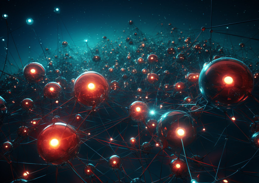 computer network abstract background with spheres