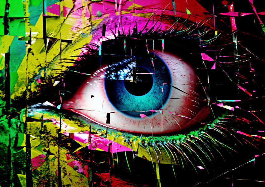 computer digital art abstract digital print of a colorful eye