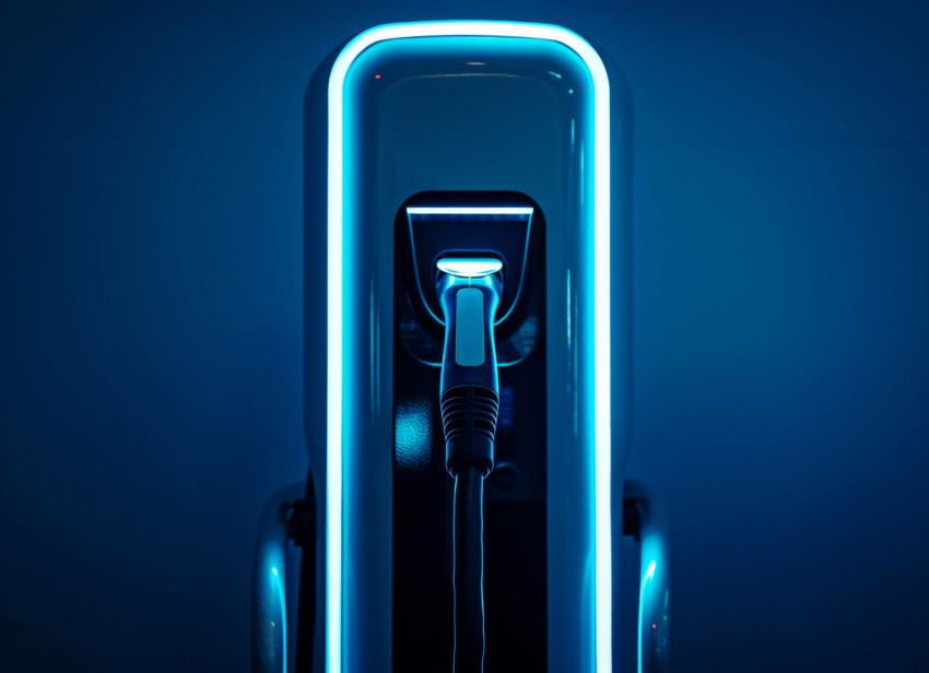 A charging station for electric cars supporting green transportation and clean energy initiatives