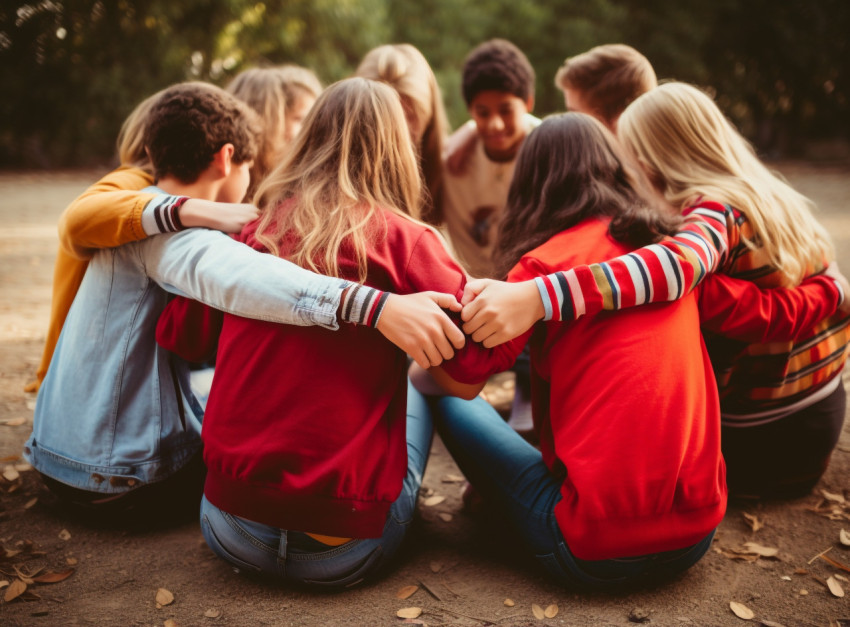 Friends Supporting Each Other in Circle