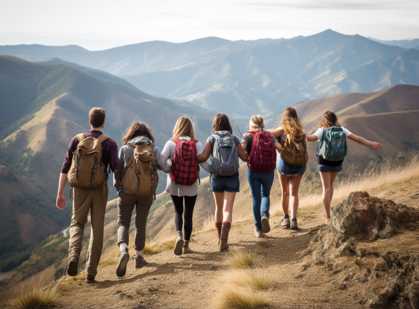 Backpackers on a mountain trail