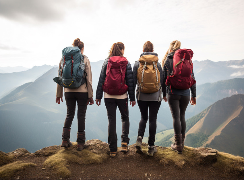 Friends bonding on a hiking trip