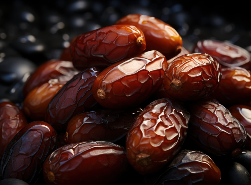 A sinister and dramatic portrayal of dried dates up close