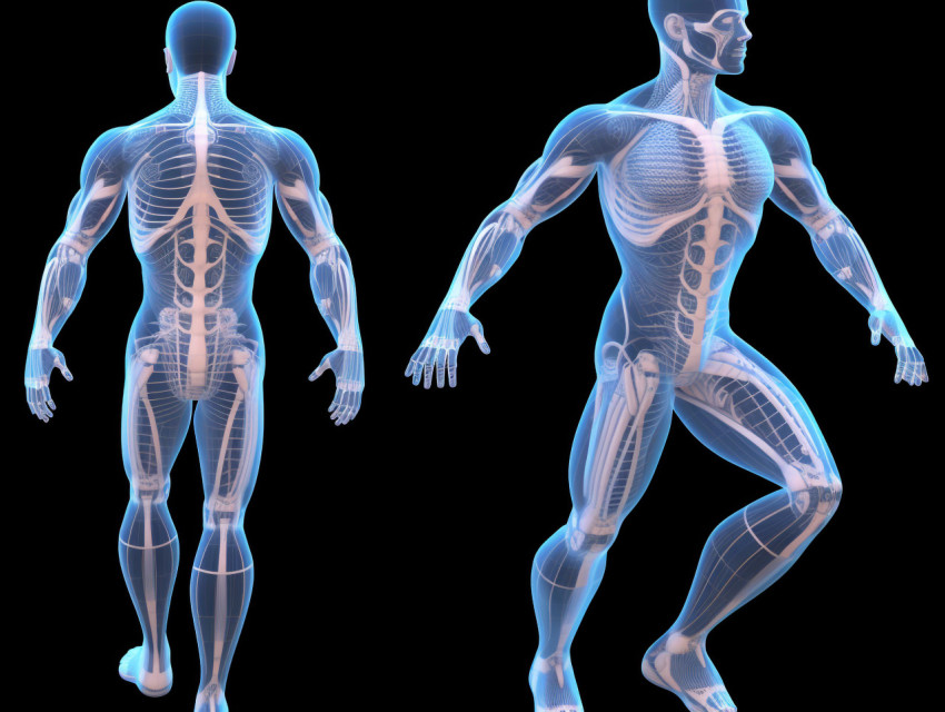 Photo 3d render of a male figure with joints highlighted, Health and Medical stock image