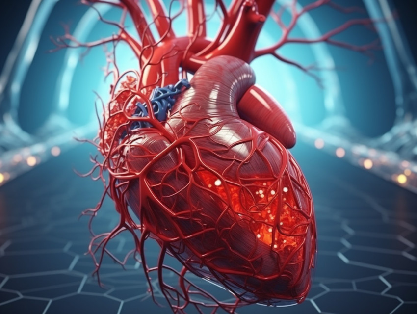 Photo heart pumps blood through the blood vessels of the circulatory system, Health and Medical stock image