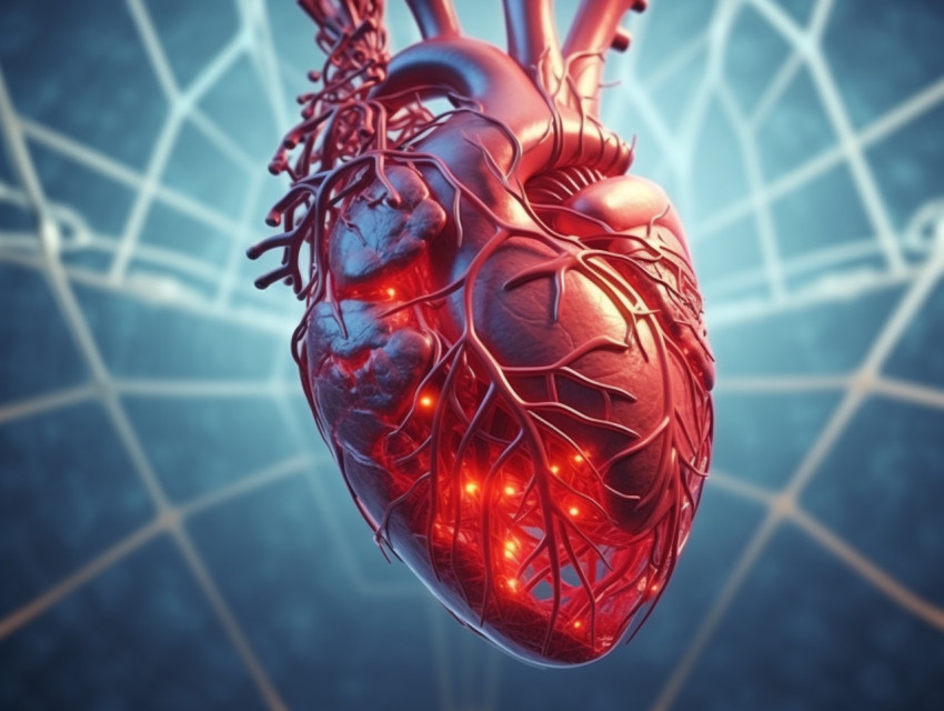 Photo heart pumps blood through the blood vessels of the circulatory system, Health and Medical stock image