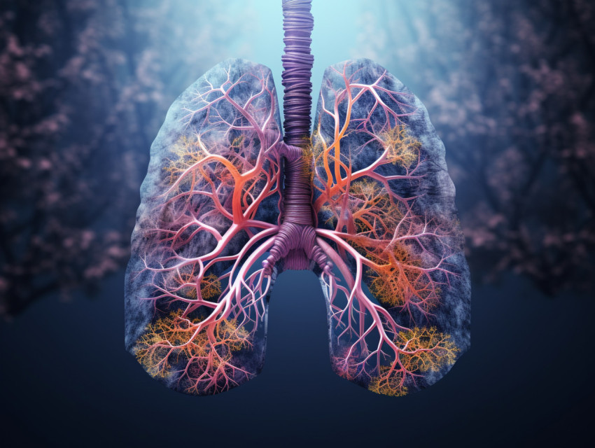 Human lung with smoke mix color, Health and Medical stock image