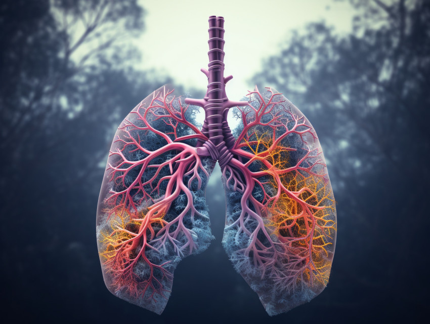 Human lung with smoke mix color, Health and Medical stock image