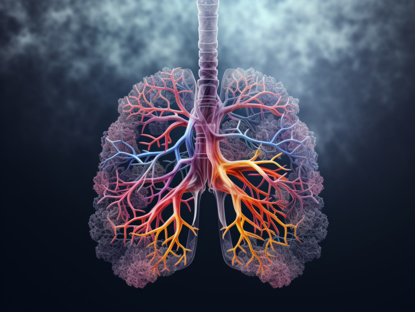 Human lung with smoke mix color, Health and Medical stock image