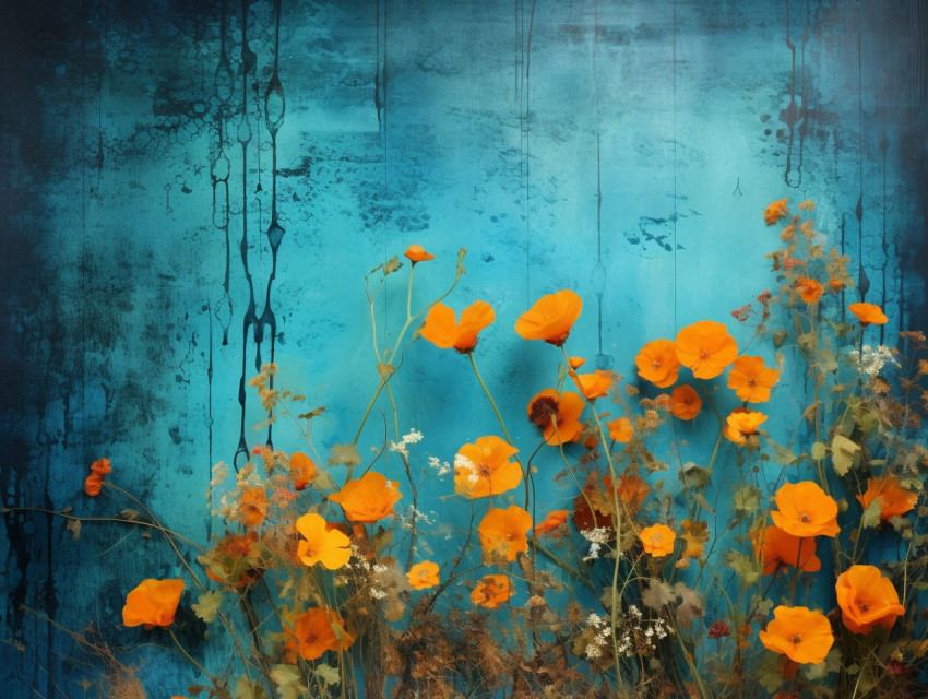 A blue background with flowers on it, free ai prompts and images floral photo backdrops