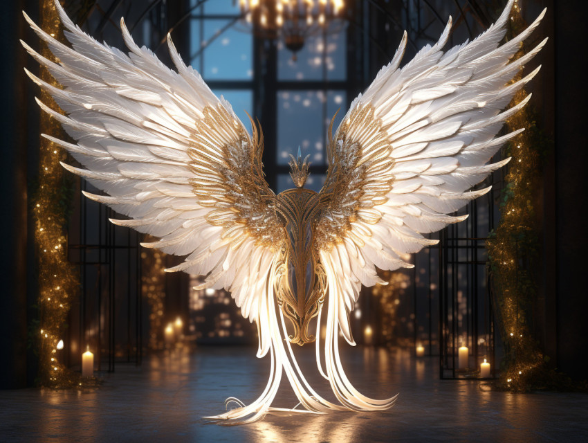 Angel wings with lights and wands, free ai prompts and images floral photo backdrops