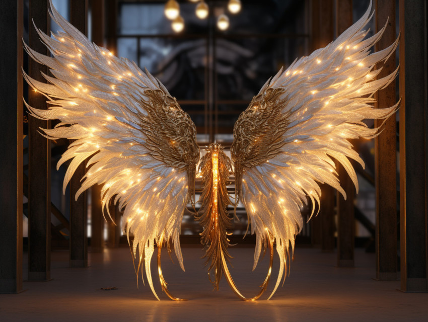 Angel wings with lights and wands, free ai prompts and images floral photo backdrops