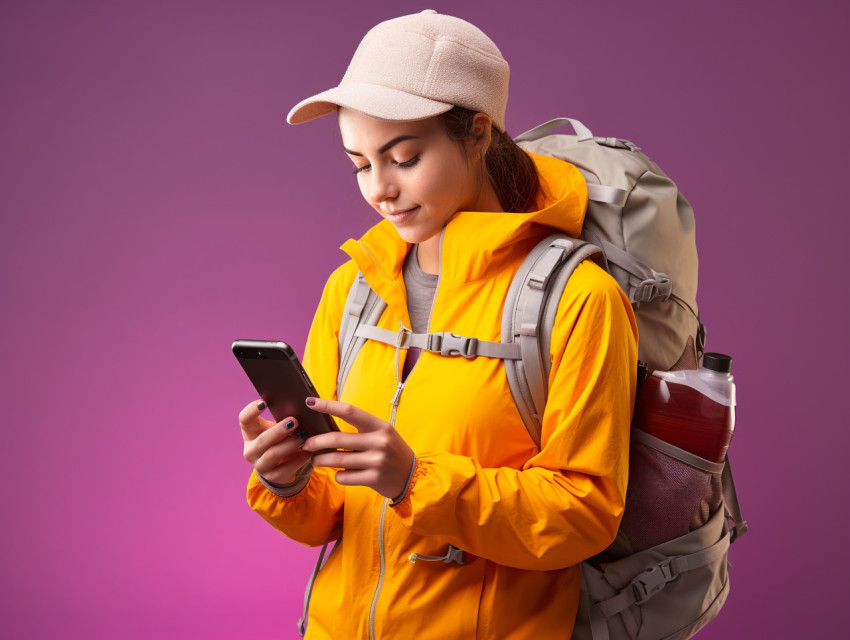 Vacationing Girl Checking Phone