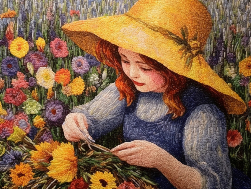 A Woman Pointillism Painting