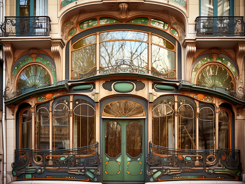 Beautiful big window building, Art Nouveau Architecture