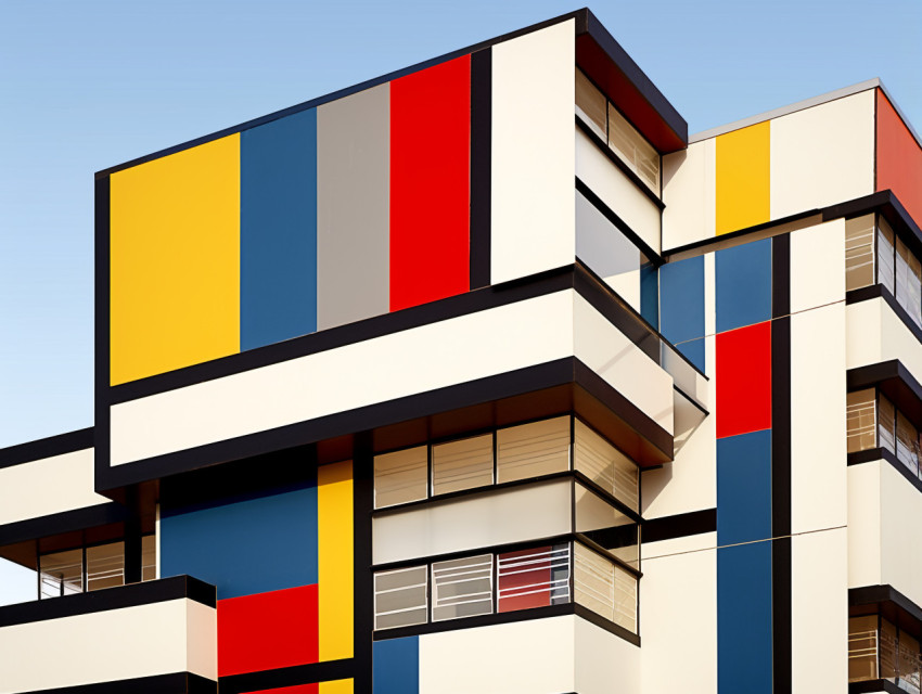 Detail of a new modern apartment building, Bauhaus Architecture