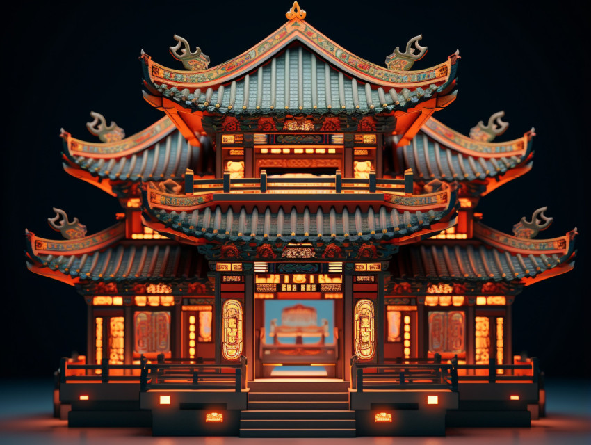 Chinese architecture at night in Yuyuan which is the old town city, Chinese Architecture