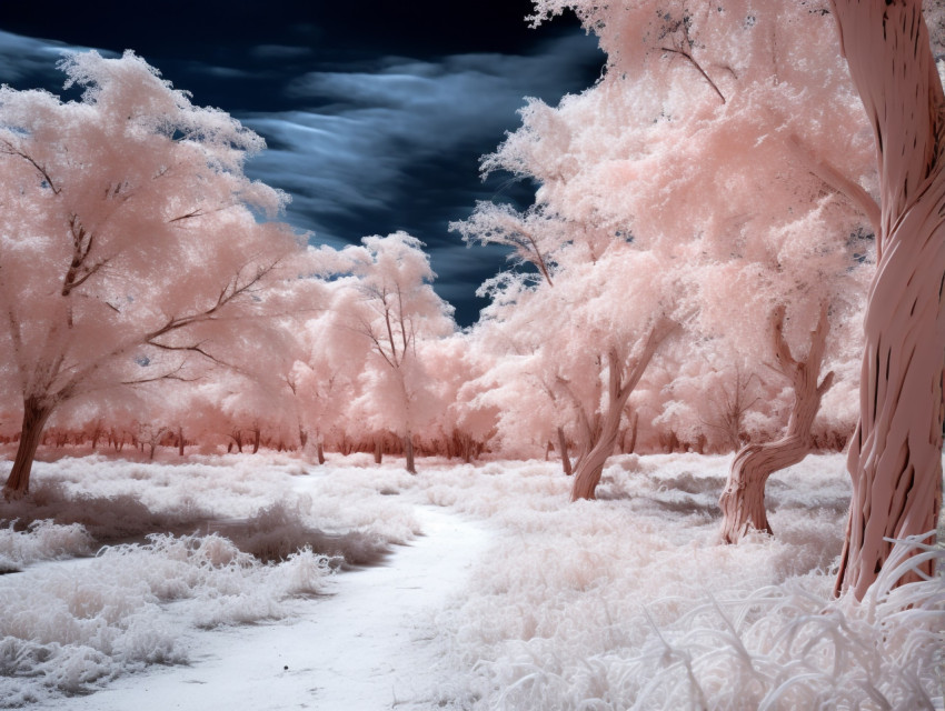 Wide-angle infrared forest shot