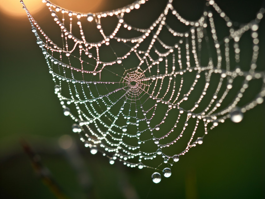 Glistening Dew on Spiderweb