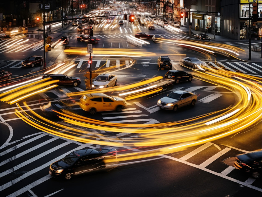A long exposure of a busy intersection