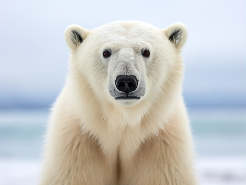 Polar bear portrait in the snow